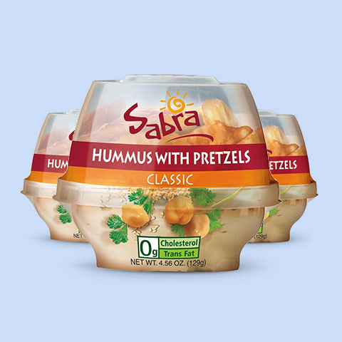 Sabra hummus with pretzels